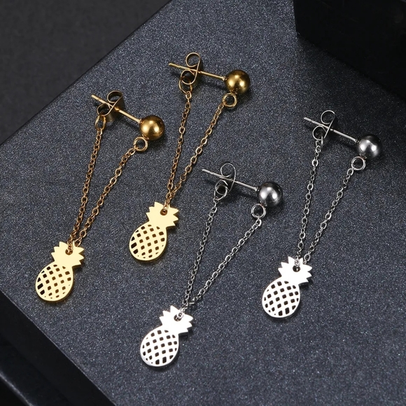 Delicate Dangle Pineapple Earrings - Picture 4 of 5